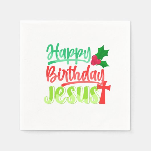 Happy Birthday Jesus Xmas Merry Christmas Gift Servet (Voorkant)