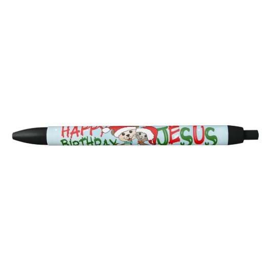 Happy Birthday Jesus Zwarte Inkt Pen (Voorkant)