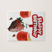 Happy Birthday Jigzaag Puzzle aardbei Legpuzzel (Horizontaal)