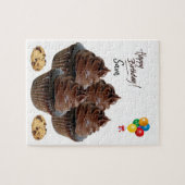 Happy Birthday Jigzaag Puzzle Chocolate Cupcakes Legpuzzel (Horizontaal)
