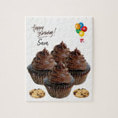 Happy Birthday Jigzaag Puzzle Chocolate Cupcakes Legpuzzel (Verticaal)