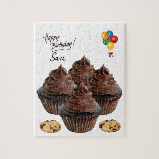 Happy Birthday Jigzaag Puzzle Chocolate Cupcakes Legpuzzel (Verticaal)