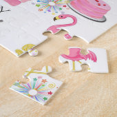 Happy Birthday Jigzaag Puzzle Flamingo Legpuzzel (Zijkant)