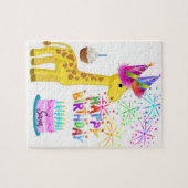 Happy Birthday Jigzaag Puzzle Giraffe Legpuzzel (Horizontaal)