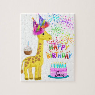 Happy Birthday Jigzaag Puzzle Giraffe Legpuzzel