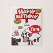 Happy Birthday Jigzaag Puzzle Lamb Legpuzzel (Verticaal)