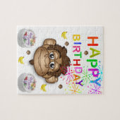 Happy Birthday Jigzaag Puzzle Monkey Legpuzzel (Horizontaal)