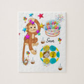 Happy Birthday Jigzaag Puzzle Monkey Twee jaar oud Legpuzzel (Verticaal)