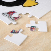Happy Birthday Jigzaag Puzzle Penguin Legpuzzel (Zijkant)