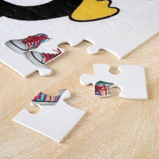 Happy Birthday Jigzaag Puzzle Penguin Legpuzzel (Zijkant)