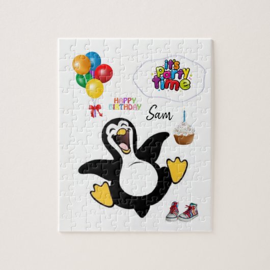 Happy Birthday Jigzaag Puzzle Penguin Legpuzzel (Verticaal)
