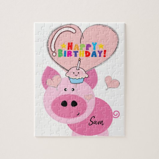 Happy Birthday Jigzaag Puzzle Pink Legpuzzel (Verticaal)