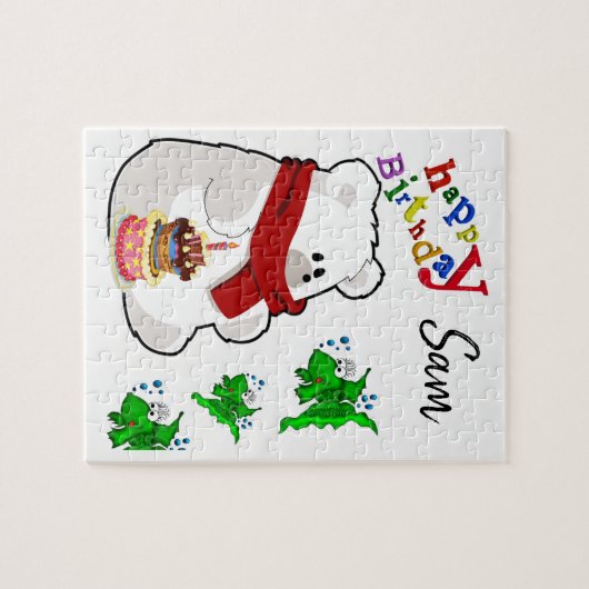 Happy Birthday Jigzaag Puzzle Polar Beer Legpuzzel (Horizontaal)