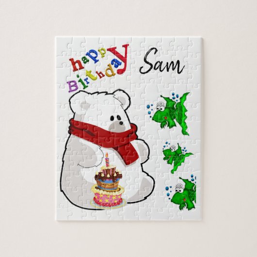 Happy Birthday Jigzaag Puzzle Polar Beer Legpuzzel (Verticaal)