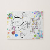 Happy Birthday Jigzaag Puzzle Rabbit Legpuzzel (Horizontaal)