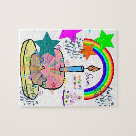 Happy Birthday Jigzaag Puzzle Rainbow Legpuzzel (Horizontaal)