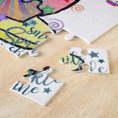 Happy Birthday Jigzaag Puzzle Rainbow Legpuzzel (Zijkant)
