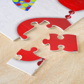 Happy Birthday Jigzaag Puzzle Red Hearts Legpuzzel (Zijkant)