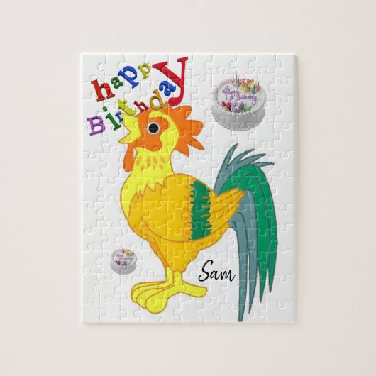 Happy Birthday Jigzaag Puzzle Rooster Legpuzzel (Verticaal)