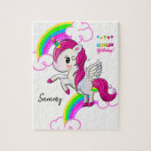 Happy Birthday Jigzaag Puzzle Unicorn Legpuzzel (Verticaal)
