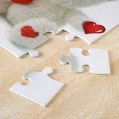Happy Birthday Jigzaag Puzzle White Teddy Bear Legpuzzel (Zijkant)