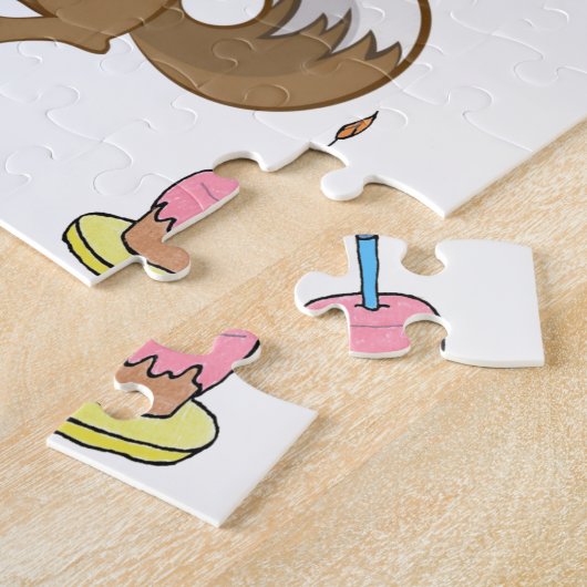 Happy Birthday Jigzaag Puzzle Wolf Legpuzzel (Zijkant)