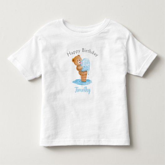 Happy Birthday Jongen Teddybeer Ijs Kinder Shirts (Voorkant)