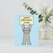 Happy Birthday Jose Cartoon Cat Briefkaart (Staand voorkant)