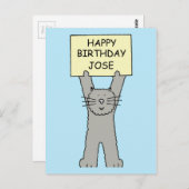 Happy Birthday Jose Cartoon Cat Briefkaart (Voorkant / Achterkant)