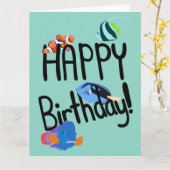 Happy Birthday Jouw tekst Fish Marine Animals Ocea Kaart (Gele Bloem)