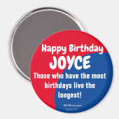Happy Birthday JOYCE Refkoelkast Magnet (Voorkant / Achterkant)