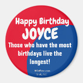 Happy Birthday JOYCE Refkoelkast Magnet (Voorkant)