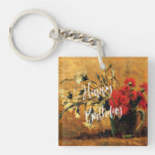 Happy Birthday, Jug met rode en witte anjers Sleutelhanger (Voorkant)