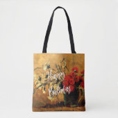 Happy Birthday, Jug met rode en witte anjers Tote Bag (Voorkant)