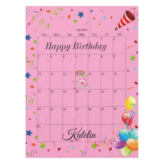 Happy Birthday Juli 2022 Tablecloth Tafelkleed (Voorkant)