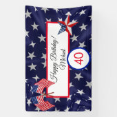 Happy Birthday Juli 4th Stars en Stripes Banner (Verticaal)