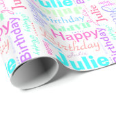 Happy Birthday Julie Colorful Custom Name Paper Cadeaupapier (Rol Hoek)