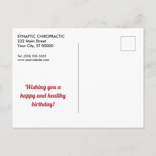 Happy Birthday-kaarsen en wervelkolom-chiropractis Briefkaart (Achterkant)