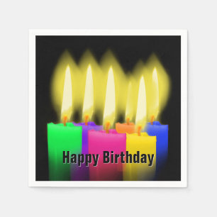 Happy Birthday-kaarsen op zwart Servet