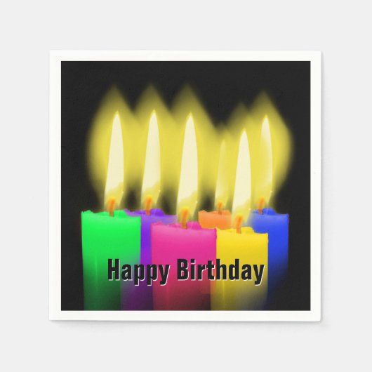 Happy Birthday-kaarsen op zwart Servet (Voorkant)