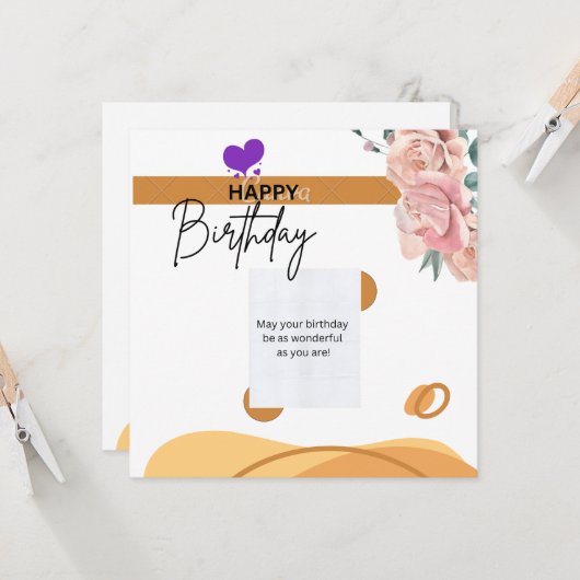 "Happy Birthday" Kaart (Voorkant / Achterkant in situ)