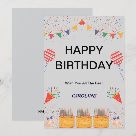 HAPPY BIRTHDAY KAART (Voorkant / Achterkant)