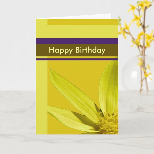 Happy Birthday Kaart (Gele Bloem)
