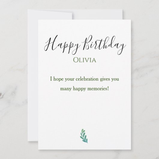 Happy Birthday Kaart (Achterkant)