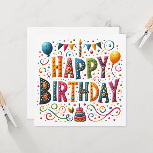 Happy Birthday Kaart (Voorkant / Achterkant in situ)