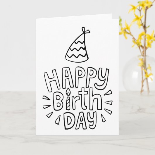 Happy Birthday Kaart (Gele Bloem)