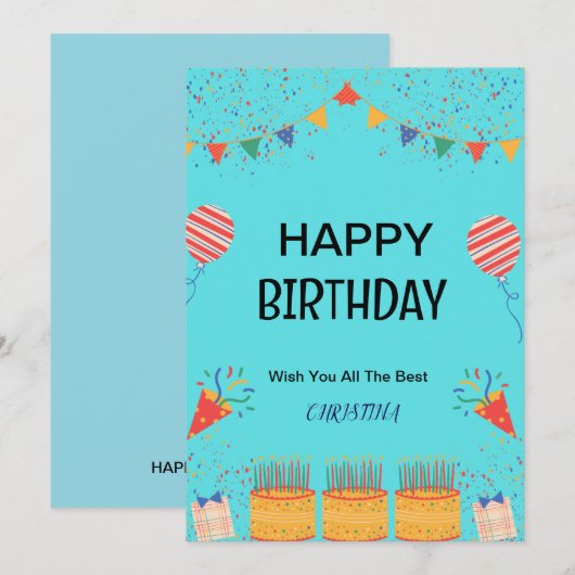 HAPPY BIRTHDAY KAART (Voorkant / Achterkant)