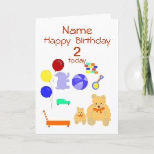 Happy Birthday Kaart 2 jaar oud, Speelgoed, Aanpas