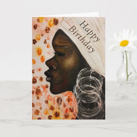 Happy Birthday Kaart African Beauty Girl (Kleine Plant)