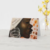 Happy Birthday Kaart African Beauty Woman (Gele Bloem)